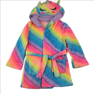 Wonder Nation Rainbow Unicorn Bathrobe Size XS 4-5